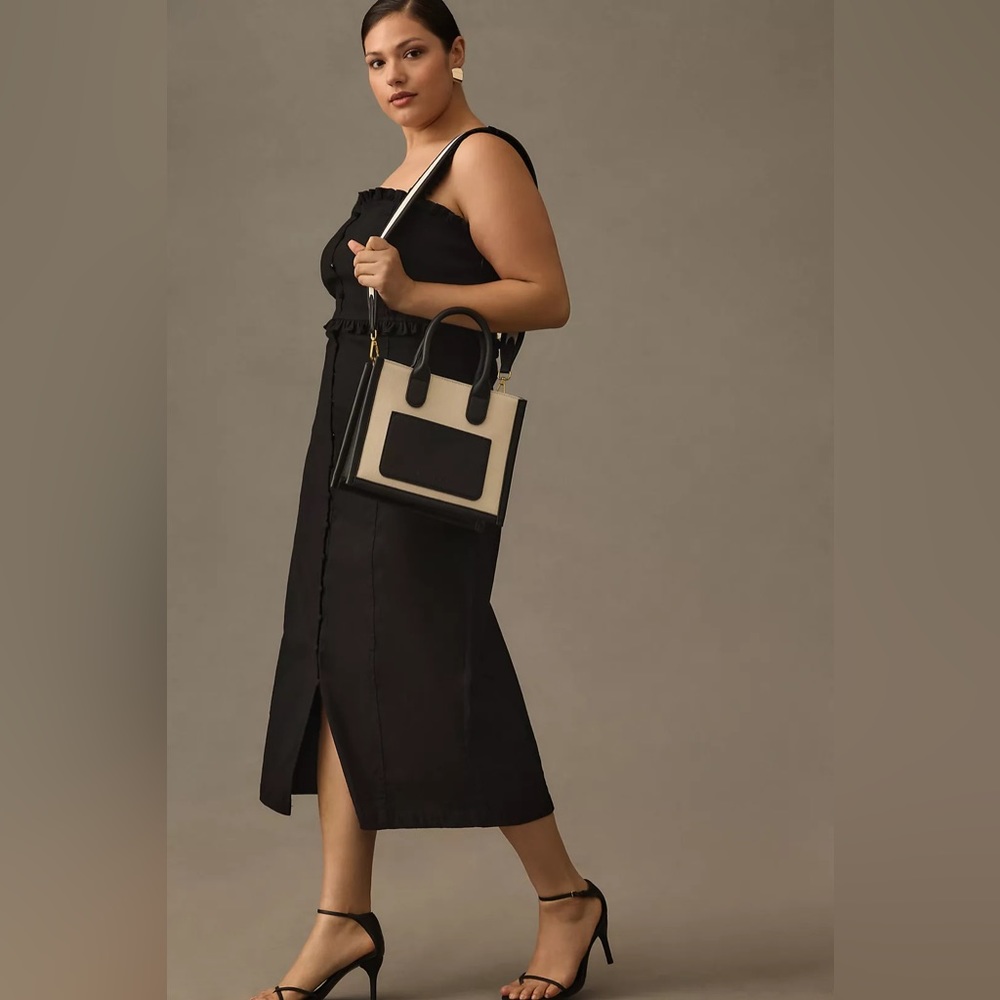 Anthropologie The Linden Slim Square-Neck Dress Black NWT By